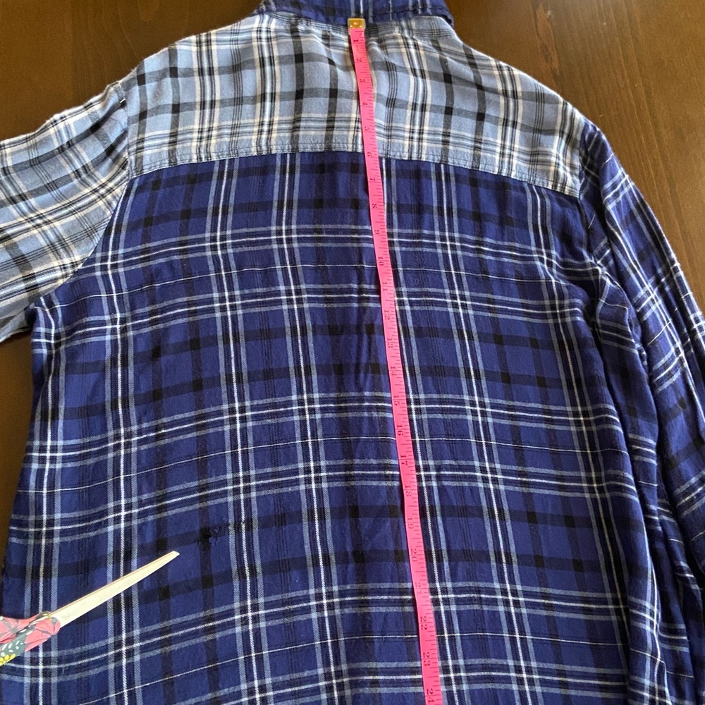 Women's Life Style Mixed Blue Plaid Button-Down Shirt, size XL - Picture 11 of 13
